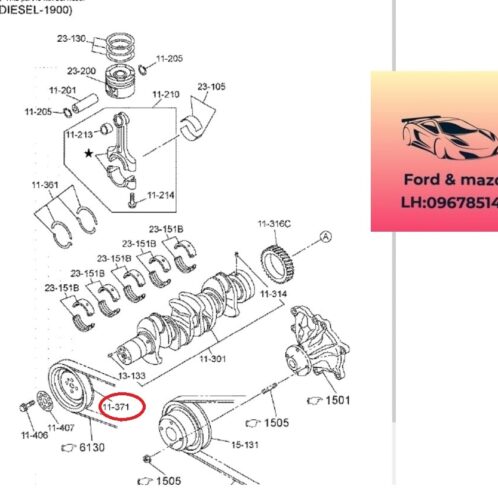 Puly trục cơ mazda bt50 2020-2021-2022-2023-2024 buli trục cơ mazda bt50 buly trục cốt máy mazda bt50 1K0D11371