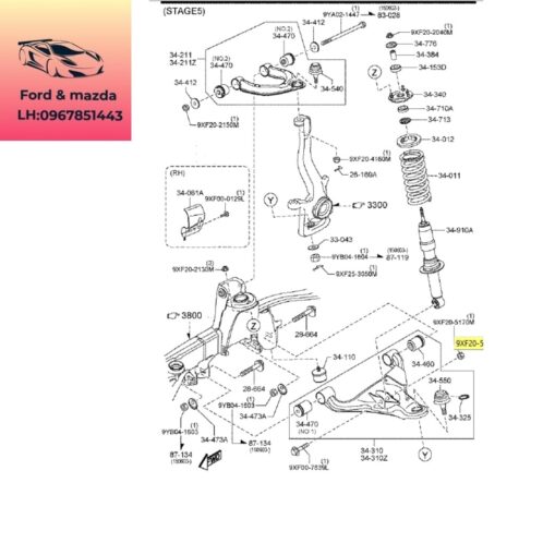 Rô tuyn Càng a mada bt50 2013-2014-2015-2016-2017-2018-2019-Rô tuyn càng a trên mazda bt50 ford ranger rô tuyn càng a dưới ranger mazda bt50 Đứng trên càng a mazda bt50 UC2R34540A-UC2R34550