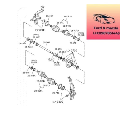 Trục láp trước mazda bt50 2020-2021-2022-2023-2024 Láp trái mazda bt50 láp phải mazda bt50 trục láp phụ mazda bt50 1K0025500