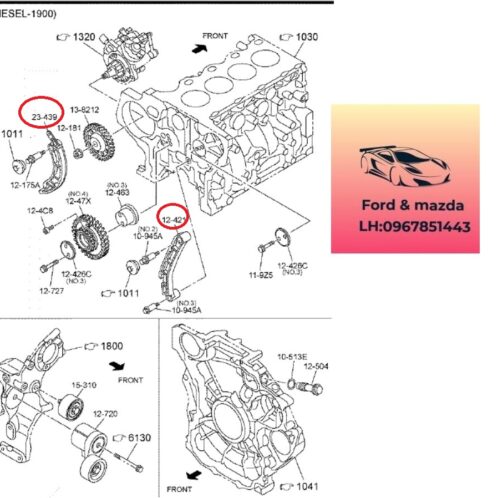Tỳ Xích cam mazda bt50 2020-2021-2022-2023-2024 Bỡ đỡ sên cam mazda bt50 bỡ đỡ xích cam mazda bt50 1K0212421-1K0223439