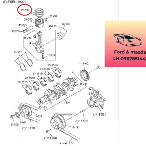 Xéc măng mazda bt50 2020-2021-2022-2023-2024 Xéc măng piston mazda bt50 bạc piston mazda bt50 1K0J23130