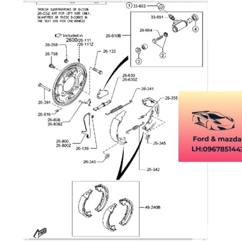 Xi lanh phanh sau mada bt50 2013-2014-2015-2016-2017-2018-2019-đờ lu bánh sau mazda bt50 ford ranger bơm bánh sau ford ranger mazda bt50 UC2R26610-AB312261AA