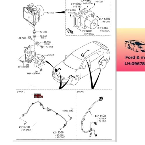 Cảm biến ABS trước mazda cx8 2018-2019-2020-2021-2022-2023-2024-2025 Cảm biến tốc độ ABS trước mazda cx8 cảm biến tốc độ bánh xe mazda cx8 KA0G4370X