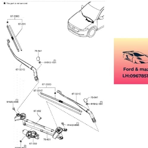 Cần gạt mưa kính chắn gió mazda cx8 2018-2019-2020-2021-2022-2023-2024-2025 Cần gạt mưa trước mazda cx8 cần gạt mưa kính chắn gió trước mazda cx8 KN0W67321-KD2W67321