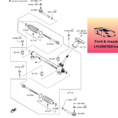 Cao su chụp bụi lái trong mazda cx8 2018-2019-2020-2021-2022-2023-2024-2025 cao su chụp bụi thước lái mazda cx8 cao su thước lái mazda cx8 D09H3212X