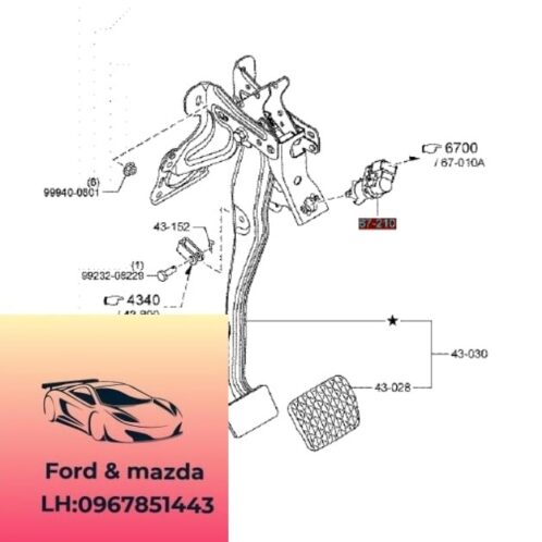 Công tăc chân phanh mazda cx8 2018-2019-2020-2021-2022-2023-2024-2025 cảm biến chân phanh mazda cx8 công tắc đèn phanh mazda cx8 công tắc báo đèn phanh mazda cx8 BN7N66490A