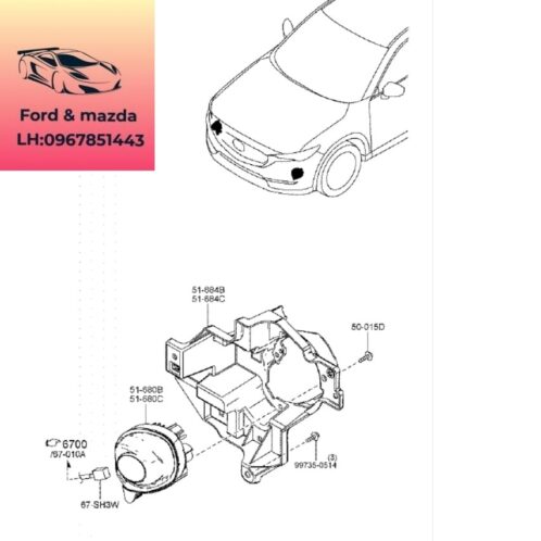 Đèn gầm mazda cx8 2018-2019-2020-2021-2022-2023-2024-2025 đèn cản trước mazda cx8 đèn sương mù cản trước mazda cx8 B63B51680-B63B51690