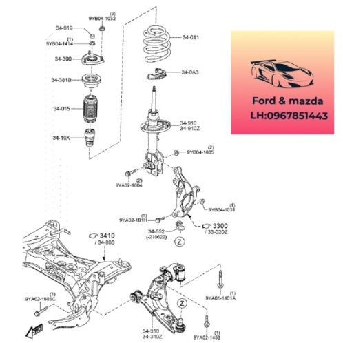 Giảm sóc trước mazda cx8 2018-2019-2020-2021-2022-2023-2024-2025 Nhún trước mazda cx8 phuộc trước mazda cx8 nhún phuộc trước mazda cx8 K32334700-K32334900A