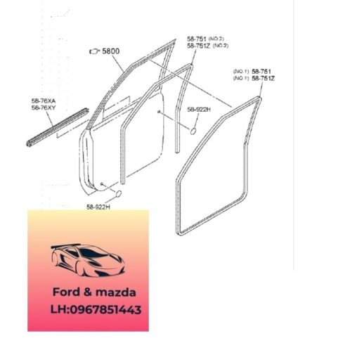Gioăng Cánh cửa bt50 2020-2021-2022-2023-2024 gioăng cao su Cánh cửa trước mazda bt50 1K0C58751
