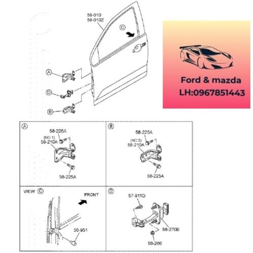 Giới hạn cánh cửa mazda bt50 2020-2021-2022-2023-2024 Thanh hạn chế cửa mazda bt50 thanh bản lề cánh cửa mazda bt50 1K0858270