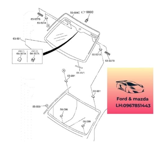 Kính chắn gió mazda bt50 2020-2021-2022-2023-2024 Kính chắn gió trước mazda bt50 1K0F63901-1K0K63901