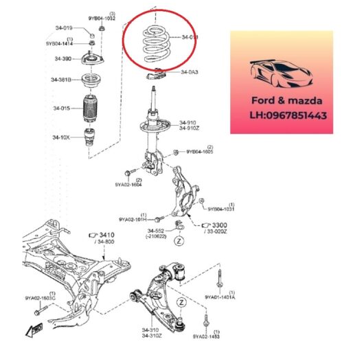 Lò xo Giảm sóc trước mazda cx8 2018-2019-2020-2021-2022-2023-2024-2025 lò xo Nhún trước mazda cx8 lò xo phuộc trước mazda cx8 K32334011