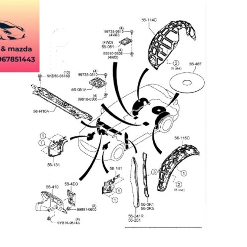 Lòng dè chắn bùn bánh sau mazda cx8 2018-2019-2020-2021-2022-2023-2024-2025 vòng chắn bùn bánh sau mazda cx8 K131561H1-K131561J1A