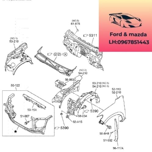 Lòng dè chắn bùn bánh trước mazda bt50 2020-2021-2022-2023-2024 Vòm chắn bùn tai xe trước mazda bt50 chắn bùn lòng dè bánh trước mazda bt50 1K0053210