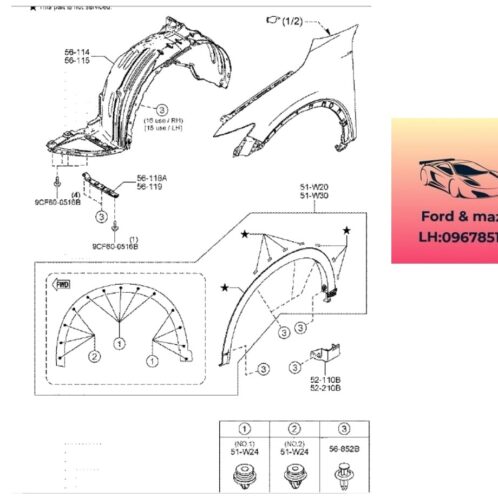 Lòng dè chắn bùn bánh trước mazda cx8 2018-2019-2020-2021-2022-2023-2024-2025 lòng dè chắn bùn mazda cx8 vòm chắn bùn mazda cx8 KB7W56130C-KB7W56140C