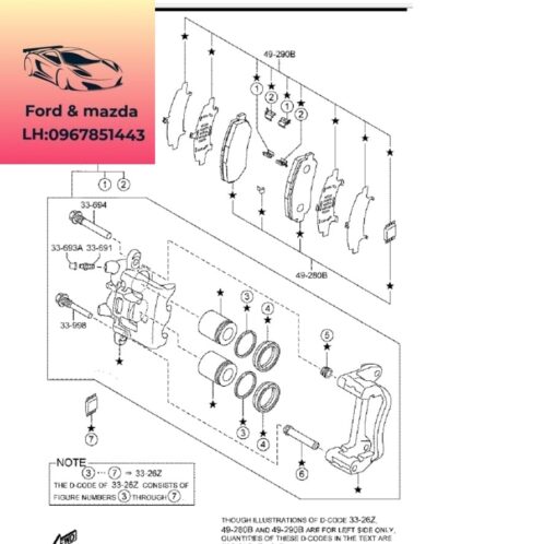 Má phanh trước mazda cx8 2018-2019-2020-2021-2022-2023-2024-2025 bố thắng trước mazda cx8 TKY83328ZA-TKY83328ZB