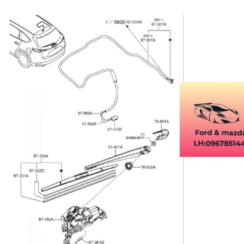 Mô tơ Chổi gạt mưa sau mazda cx8 2018-2019-2020-2021-2022-2023-2024-2025 mô tơ cần gạt mưa cốp sau mazda cx8 mô tơ gạt mưa kính cửa hậu sau mazda cx8 K13167450A