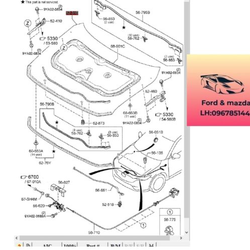 Nắp capo trước mazda cx8 2018-2019-2020-2021-2022-2023-2024-2025 capo mazda cx8 nắp ca bô mazda cx8 KBY05231XB