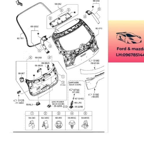 Nút ấn mở Cốp sau mazda cx8 2018-2019-2020-2021-2022-2023-2024-2025 nút ấn mở cửa hậu mazda cx8 công tắc mở cánh cửa hậu mazda cx8 TK4855225-TK4955225