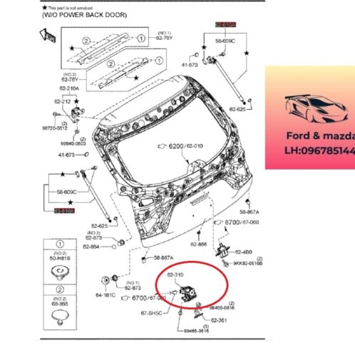 Ổ khóa Cốp sau mazda cx8 2018-2019-2020-2021-2022-2023-2024-2025 cơ cấu khóa cửa hậu mazda cx8 ổ ngậm khóa cánh cửa hậu mazda cx8 K13162310-K23162310