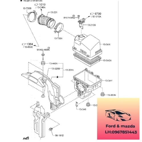Ống gió vào Hộp lọc gió mazda cx8 2018-2019-2020-2021-2022-2023-2024 ống nối vào Hộp lọc gió động cơ mazda cx8 PE0113195A-PY2V13200B