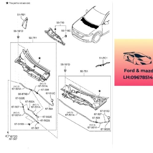 Ốp chân kính chắn gió trước mazda cx8 2018-2019-2020-2021-2022-2023-2024-2025 máng nước ốp dưới chân kính chắn gió mazda cx8 miếng nhựa chắn nước dưới kinh chắn gió mazda cx8 KB7W507R0C-KB7W507S0E