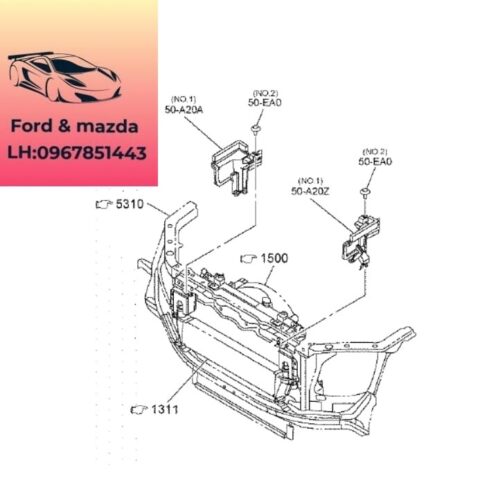 Ốp hướng gió két nước mazda bt50 2020-2021-2022-2023-2024 Miếng nhựa ốp két nước mazda bt50 ốp khung két nước mazda bt50 1K1J50A20-1K1K50A20