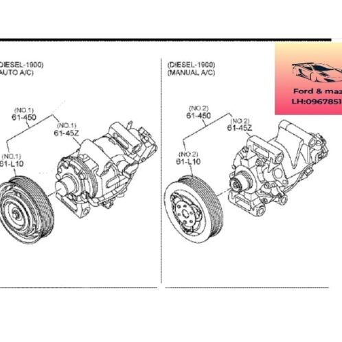 Puly Lốc điều hòa mazda bt50 2020-2021-2022-2023-2024 buli Lốc lạnh điều hòa mazda bt50 Cuộn hút lốc lạnh mazda bt50 1K0061L10