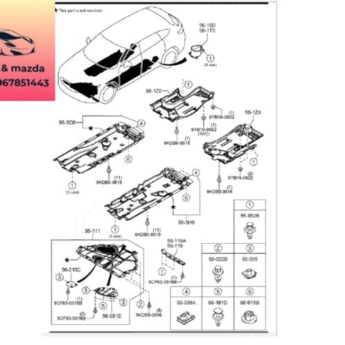 Tấm chắn gầm mazda cx8 2018-2019-2020-2021-2022-2023-2024-2025 Tấm nỉ chắn bùn gầm xe mazda cx8 chắn bùn gầm dọc thân xe mazda cx8 K327563H0-K131563D0A-TK48561ZXB-TK48561Z0A