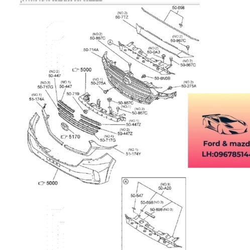 Tấm ốp trên Ca lăng mazda bt50 2020-2021-2022-2023-2024 mặt nạ trên ca lăng mazda bt50 ốp trên nắp ca po mazda bt50 1K0B507TZ