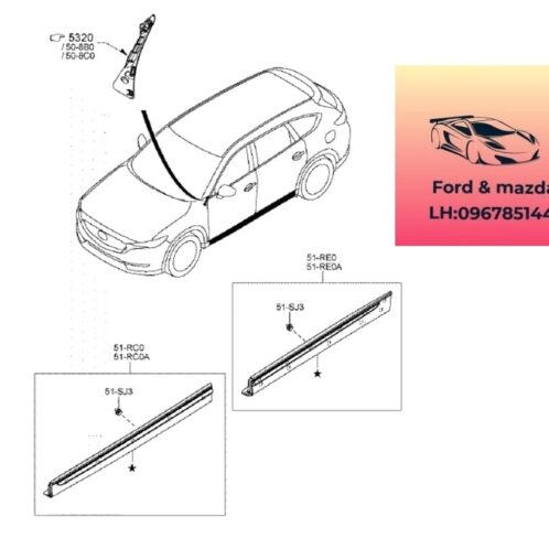 Tấm ốp trên cánh cửa mazda cx8 2018-2025 Tấm ốp trên cánh cửa mazda cx8 2018-2019-2020-2021-2022-2023-2024-2025 Ốp mạ trên cánh cửa trước mazda cx8 ốp trên cánh cửa sau mazda cx8 K13251RA0C-K13251RB0C-K13251RC0A (1)