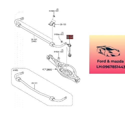 Thanh giằng cân bằng sau mazda cx8 2018-2019-2020-2021-2022-2023-2024 Thanh giằng ngang sau mazda cx8 thanh giăng ba ngang sau mazda cx8 GBFN2815XB-K3232815X