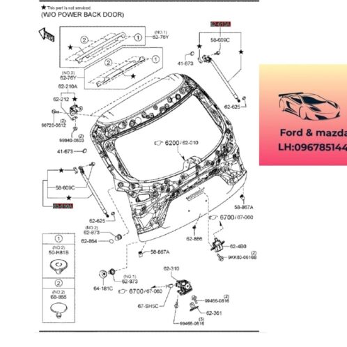 Ti chống Cốp sau mazda cx8 2018-2019-2020-2021-2022-2023-2024-2025 ti chống cửa hậu mazda cx8 ti chống cánh cửa hậu mazda cx8 K13162620-K13163620