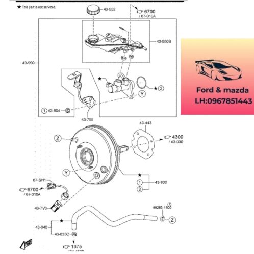 Tổng phanh mazda cx8 2018-2019-2020-2021-2022-2023-2024-2025 xi lanh tổng phanh mazda cx8 heo thắng phanh mazda cx8 KDYE4340Z