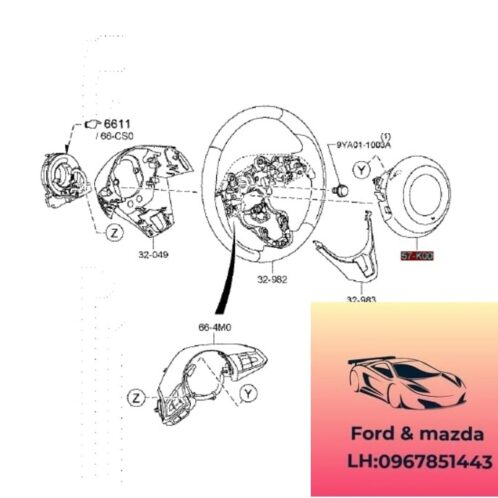 Túi khí trái mazda cx8 2018-2019-2020-2021-2022-2023-2024 Túi khí lái mazda cx8 túi khí vô lăng mazda cx8 K13157K00A02