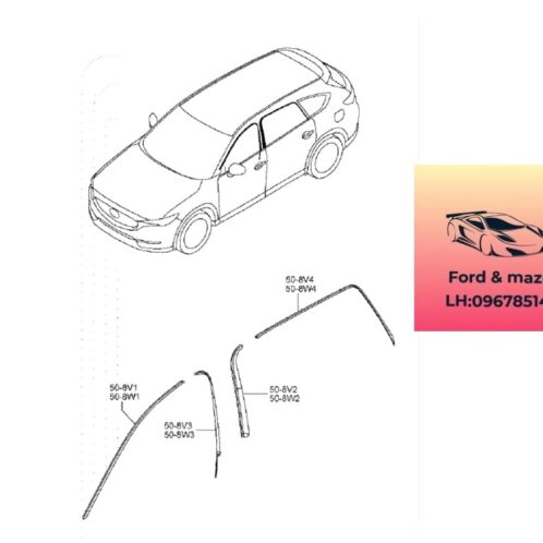 gioăng lên kính cửa mazda cx8 2018-2019-2020-2021-2022-2023-2024-2025 gioăng cao su trên cánh cửa mazda cx8 viền nẹp khung kính cửa trước mazda cx8 K131508V1-K131508W1