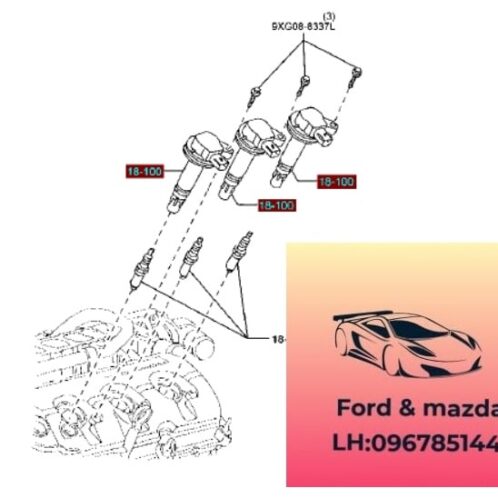Bugi mazda cx9 2012-2013-2014-2015-2015-2016-2017 Buri mazda cx9 bugi đánh lửa mazda cx9 bugi bô bin mazda cx9 CY0118110-CY0218110 (1)