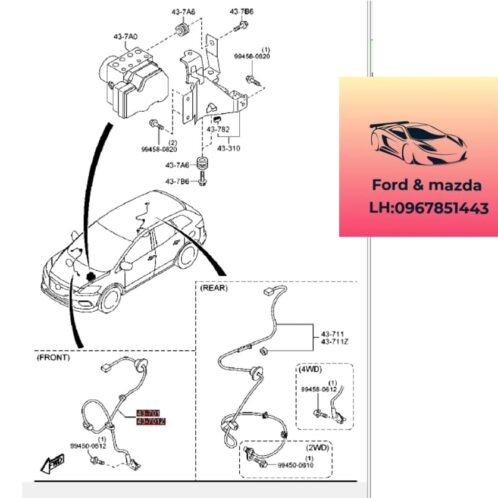 Cảm biến ABS sau mazda cx9 2012-2017 Cảm biến ABS sau mazda cx9 2012-2013-2014-2015-2015-2016-2017 Cảm biến tốc độ bánh sau mazda cx9 cảm biến tốc độ sau mazda cx9 L2064371YC-L2064372YC-L2144371YF-L2144372YF