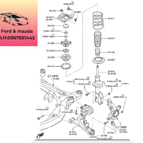 Cao su Giảm sóc trước mazda cx9 2012-2013-2014-2015-2015-2016-2017 cao su chụp bụi Thụt trước mazda cx9 cao su chụp bụi nhún trước mazda cx9 L20634015A