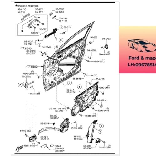 Cơ cấu khóa cánh cửa mazda cx8 2018-2019-2020-2021-2022-2023-2024-ổ ngậm khóa cánh cửa mazda cx8 khóa cánh cửa mazda cx8 KB8M58310-KB7W59310