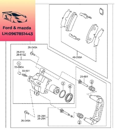 Cụm phanh sau mazda cx9 2012-2017 Cụm phanh sau mazda cx9 2012-2013-2014-2015-2015-2016-2017 cụm thắng sau mazda cx9 cụm phanh má phanh sau mazda cx9 L2Z22698ZB-L2Z22699ZB