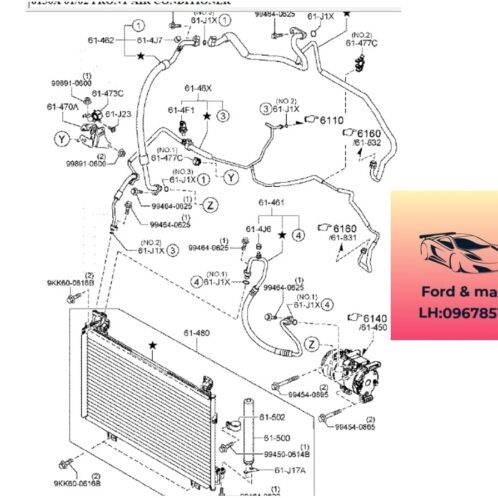 Dàn nóng mazda cx8 2018-2019-2020-2021-2022-2023-2024- Giàn nóng mazda cx8 dàn nóng điều hòa mazda cx8 KV6161480-K13161480