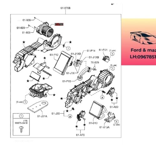 Dàn sưởi sau mazda cx8 2018-2019-2020-2021-2022-2023-2024- GIàn sưởi điều hòa sau mazda cx8 TK4861D10