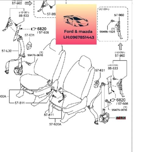 Dây đai an toàn mazda cx9 2012-2017 Dây đai an toàn mazda cx9 2012-2013-2014-2015-2015-2016-2017 dây an toàn mazda cx9 TDY157L9000-TDY157L3075