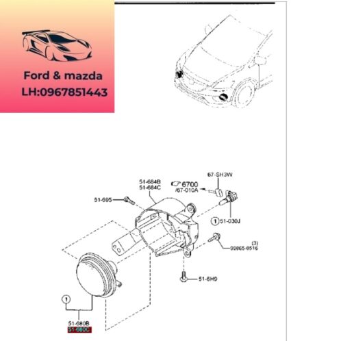 Đèn gầm mazda cx9 2012-2013-2014-2015-2015-2016-2017 đèn sương mù mazda cx9 đèn cản trước mazda cx9 đèn gầm cản trước mazda cx9 TK2151690A-TK2151680a