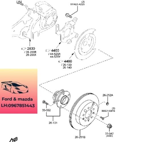 Đĩa phanh sau mazda cx9 2012-2013-2014-2015-2015-2016-2017 đĩa má phanh sau mazda cx9 đĩa thắng sau mazda cx9 TD1126251