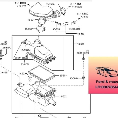 Lọc gió động cơ mazda cx9 2012-2013-2014-2015-2016-2017- Lọc gió mazda cx9 lọc gió máy mazda cx9 CY0113Z40B