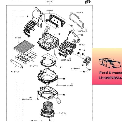 Mô tơ quạt gió điều hòa mazda cx8 2018-2019-2020-2021-2022-2023-2024- mô tơ quạt dàn lạnh mazda cx8 quạt dàn lạnh điều hòa mazda cx8 TK4861B10