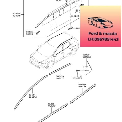 Nẹp ngoài chân kính mazda cx9 2012-2013-2014-2015-2015-2016-2017 nẹp cánh cửa mazda cx9 nẹp ốp kính cửa mazda cx9 TD1150640-TD1150650-TD1150660-TD1150670