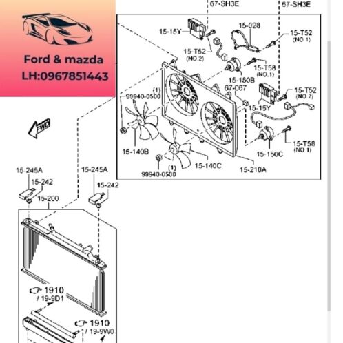 Quạt Két nước mazda cx9 2012-2017 Quạt Két nước mazda cx9 2012-2013-2014-2015-2015-2016-2017 Cụm quạt két nước mazda cx9 quạt giải nhiệt động cơ mazda cx9 CA2715025-CA2715025B